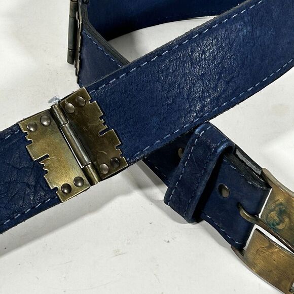 Vintage Vera Belt Size Medium Navy Blue Bronze Accents Statement Women\'s main image 5